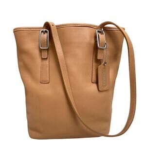 COACH Vintage Camel Tan Leather N/S LEGACY Bucket Tote Shoulder Bag #9803
